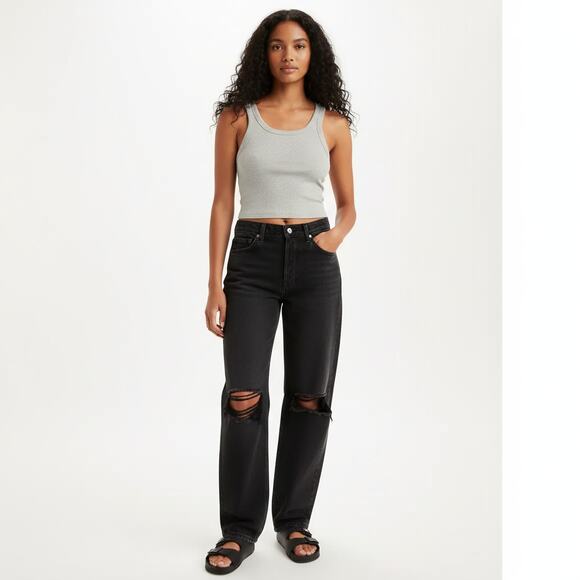 Levi's Black Distressed Baggy Dad Jeans NWT - Picture 1 of 12